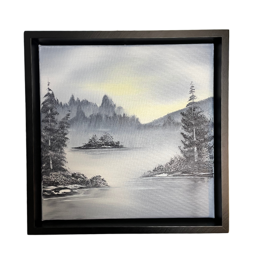 Peaceful Lake - 10" x 10" framed oil on canvas